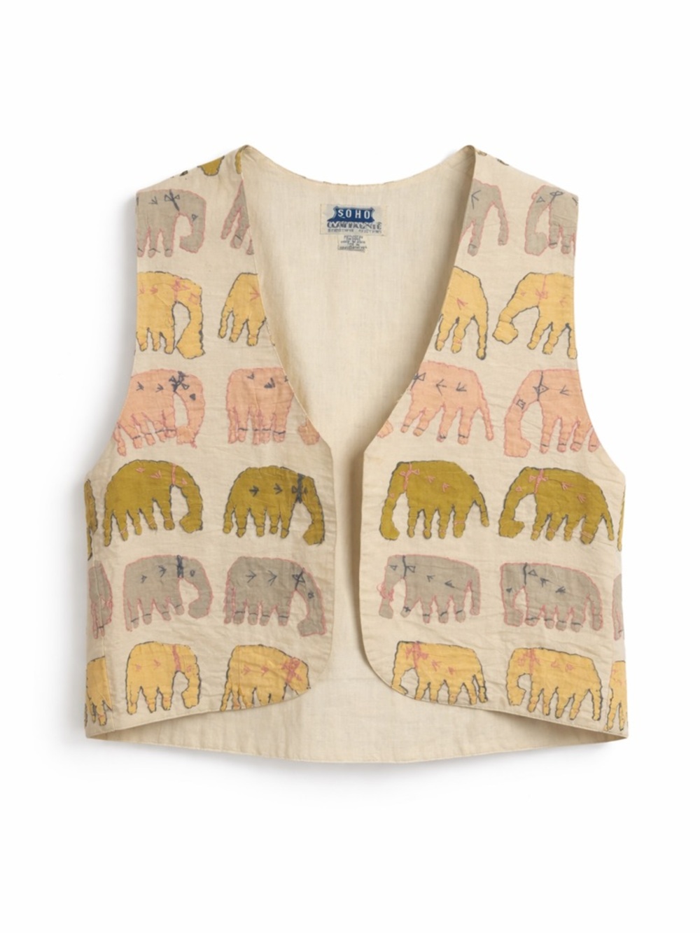 Vintage Boho Elephant Embroidered Vest – Festival & Casual Layering